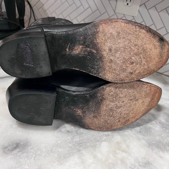 Justin Black Leather Cowboy Boots 11.5 EE Men’s Western Square Toe 1409 USA Made main image 10